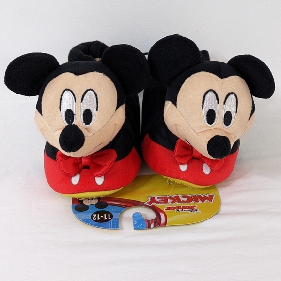 Disney Junior Mickey Mouse Toddler Boys 3D Design Plush Slippers, Size 11-12 - Picture 1 of 5